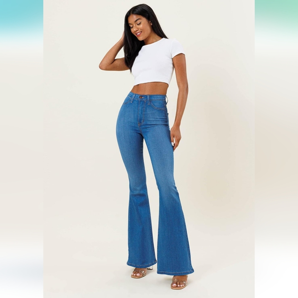 Sleek and Chic Vibrant M.I.U Flared Blue Jeans